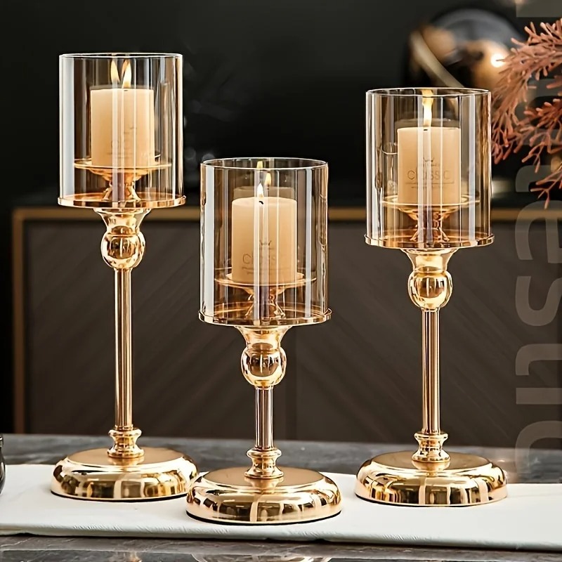 Scented Candle Luxury - 1 セットのヨーロッパスタイルのライト高級ガラスキャンドルホルダー結婚式の宴会装飾キャンドルホルダーキャンドルライトディナー小道具