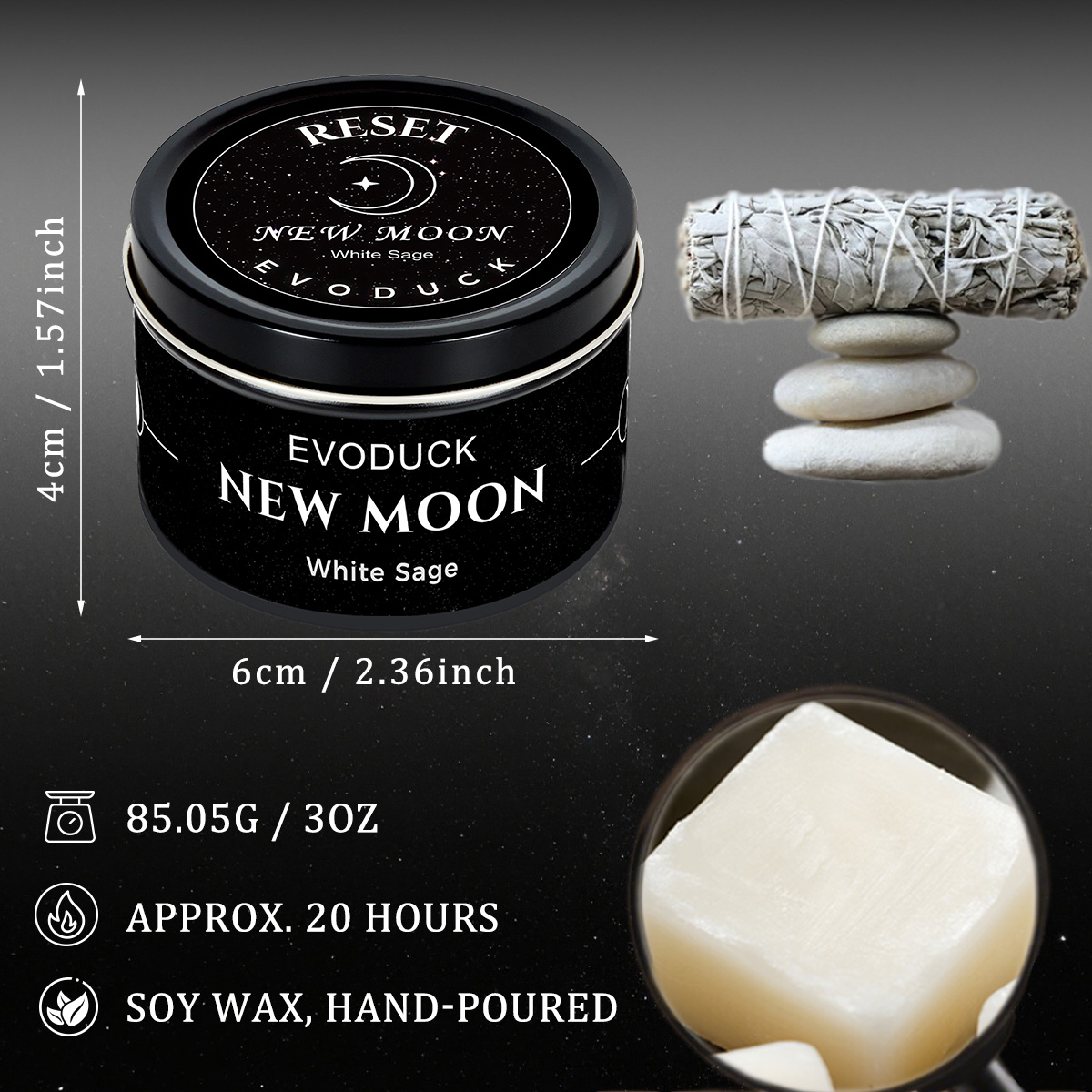 1個入り 新月の香りのキャンドル クリスタルエネルギー キャ - Scented Candle Luxury のレビューと価格