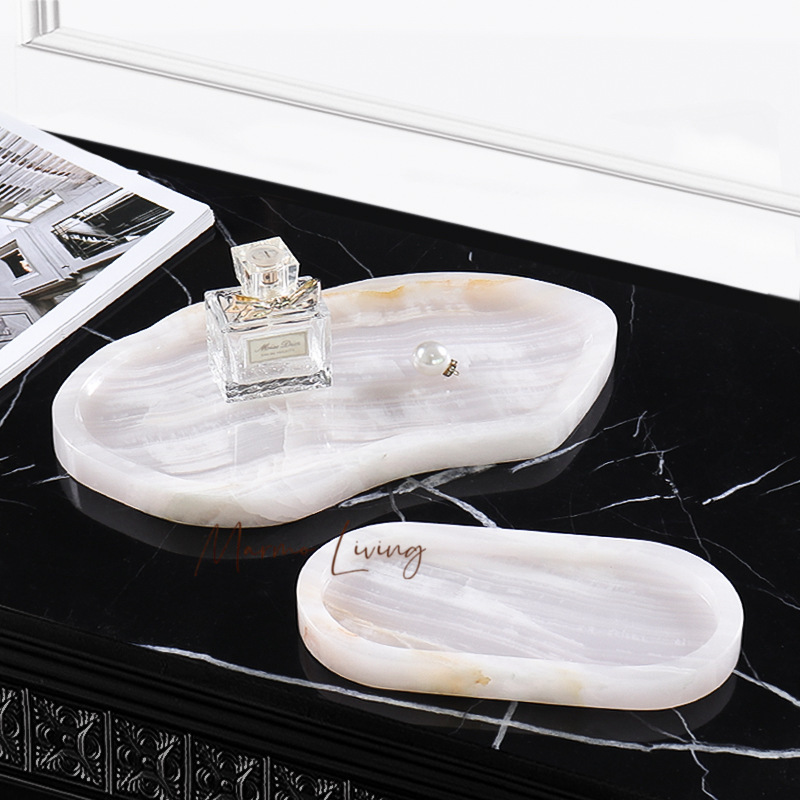 白オニキス天然大理石トレイ 香水キャンドル用 ジュエリー用装 - Scented Candle Luxury のレビューと価格