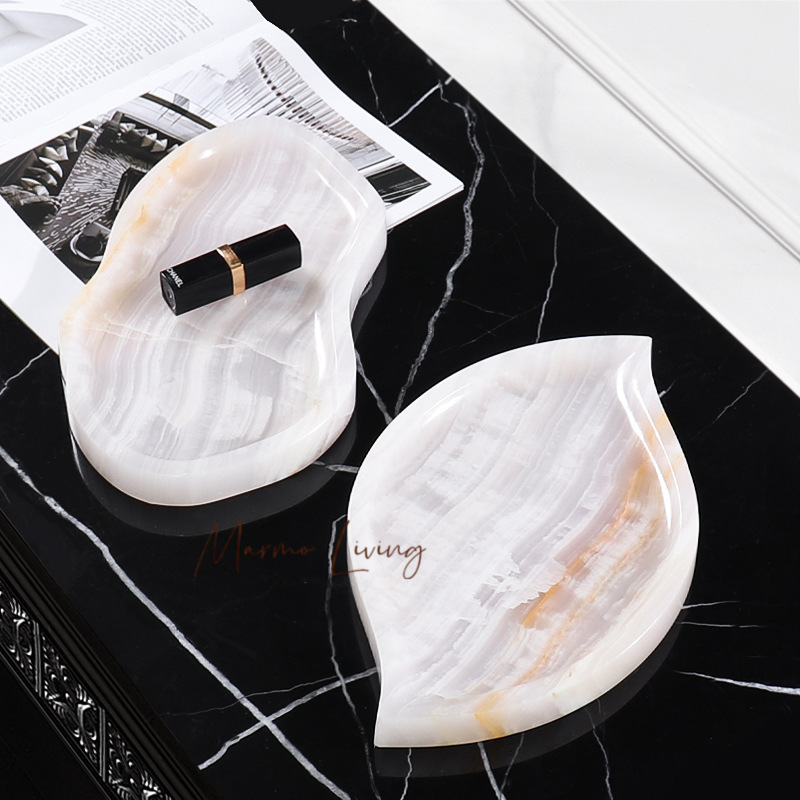 白オニキス天然大理石トレイ 香水キャンドル用 ジュエリー用装 - Scented Candle Luxury のレビューと価格