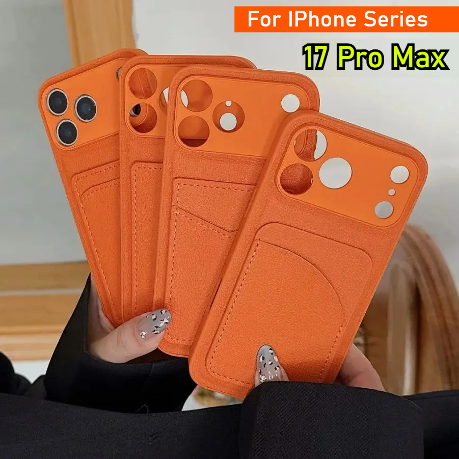 レザー オレンジ カラー カードホルダー ケース iPhon - Leather Card Wallet のレビューと価格