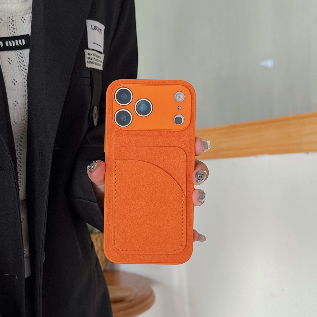 レザー オレンジ カラー カードホルダー ケース iPhon - Leather Card Wallet のレビューと価格