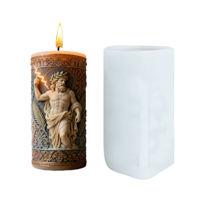 豪華なレトロな神像の香り付きキャンドル、月桂樹の花輪、雷模様 - Scented Candle Luxury のレビューと価格