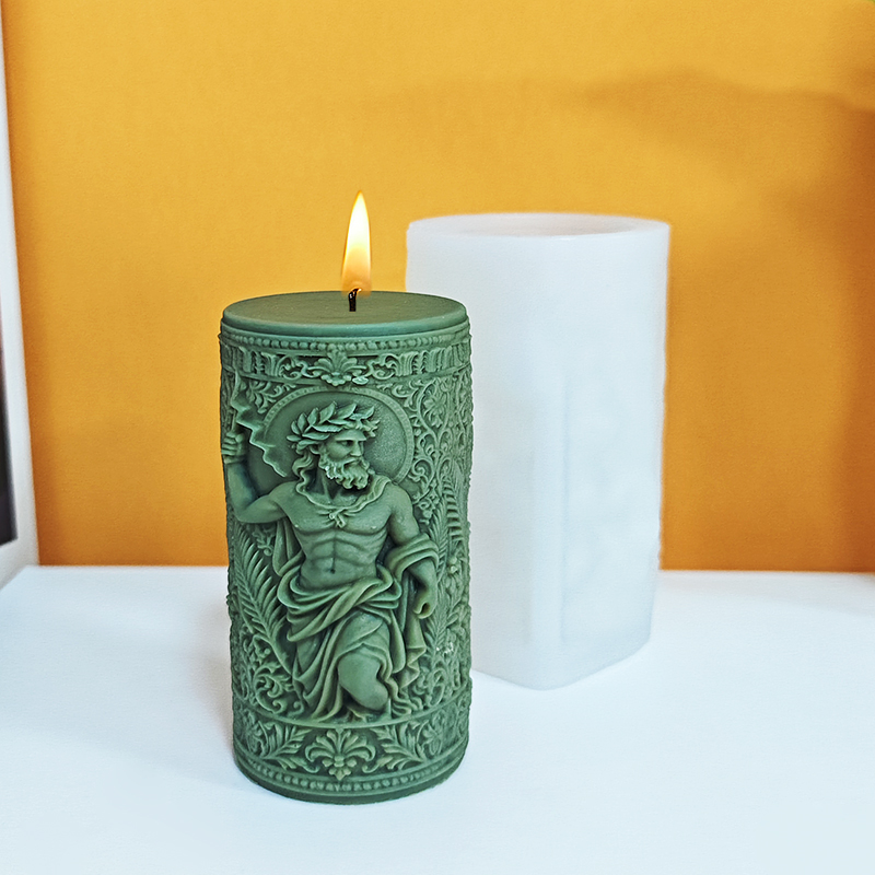豪華なレトロな神像の香り付きキャンドル、月桂樹の花輪、雷模様 - Scented Candle Luxury のレビューと価格
